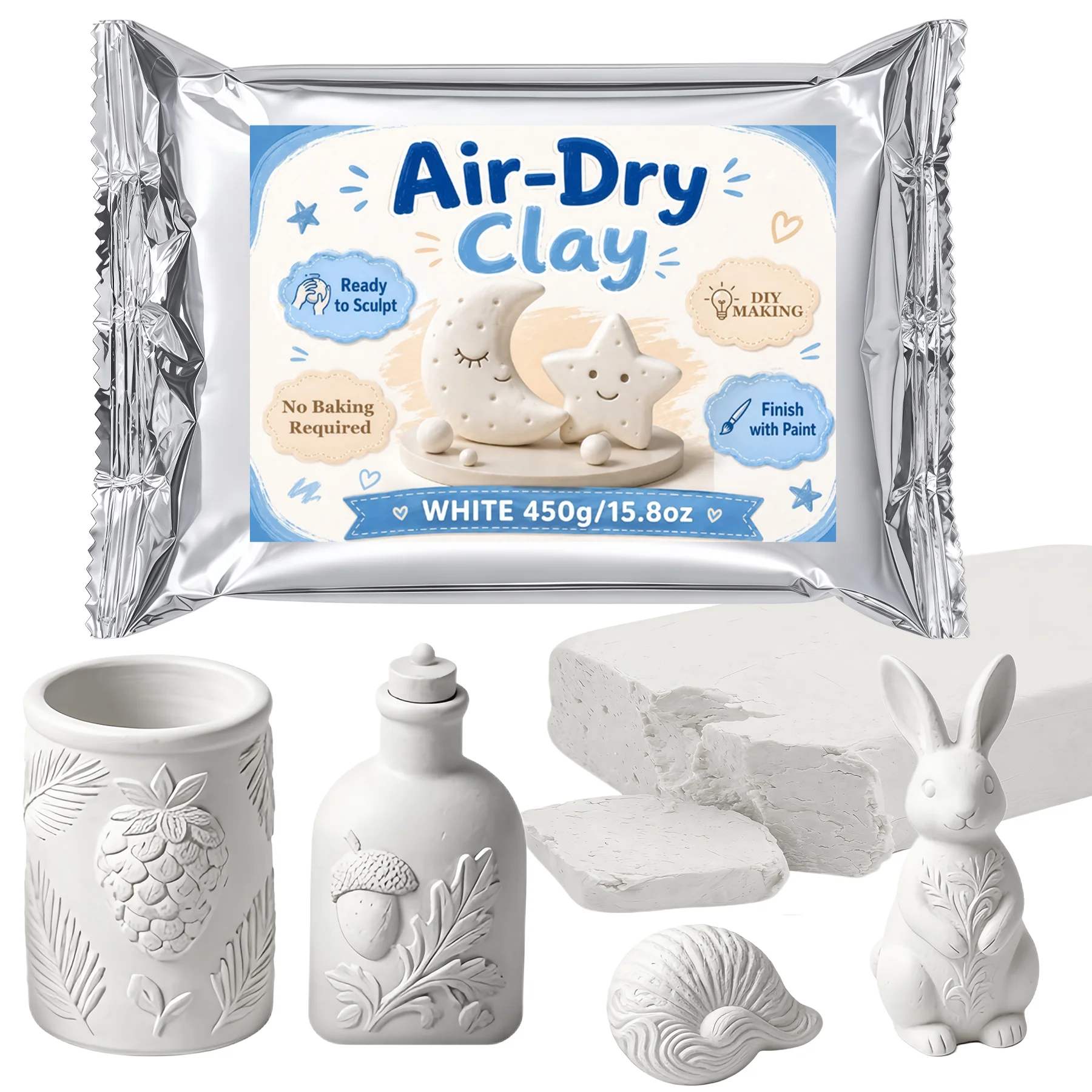White  Air-Hardened Model Clay, Suitable for Carving, Crafts Suitable for Adults, Art Classes And Creative Projects