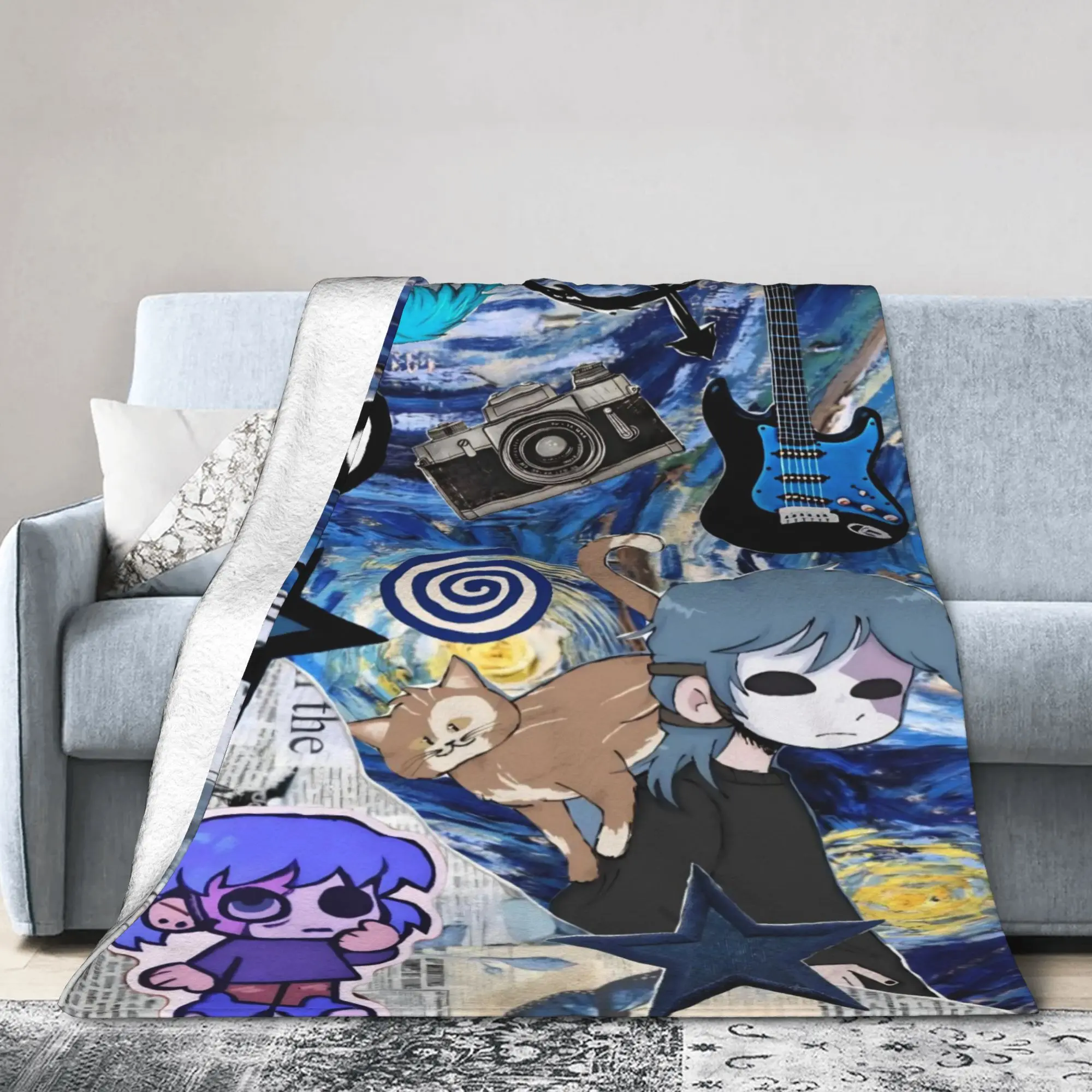 Sally Face Horro Game Knitted Blanket  Plush Throw Blankets Summer Air Conditioning Decoration Soft Warm Bedspread