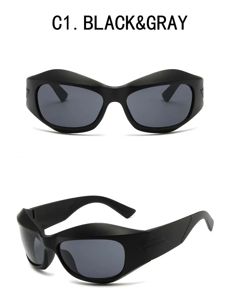 COD Y2K Sonnenbrille Damen silbrig Brillen Steampunk Sport Punk Brille Modischer zukünftiger Stil – Detail 7