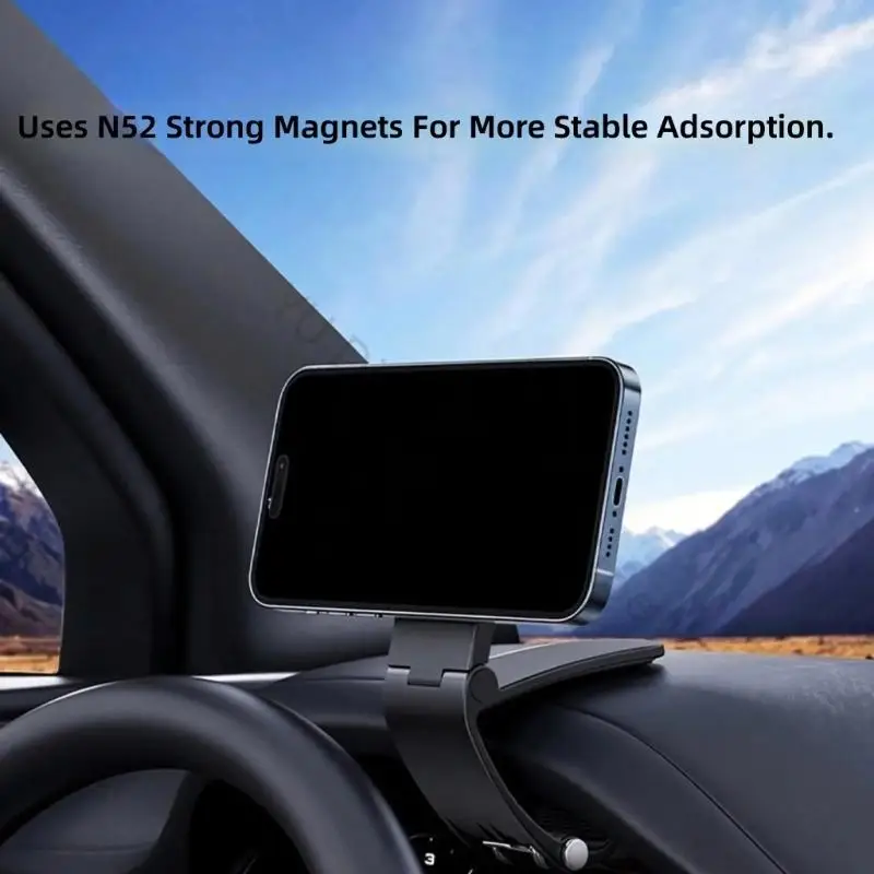 96BA Phone Holder 2-Pack for Steering Wheel N52 Magnets, Folding Joints, and Removable Clamp Installation Without Adhesive