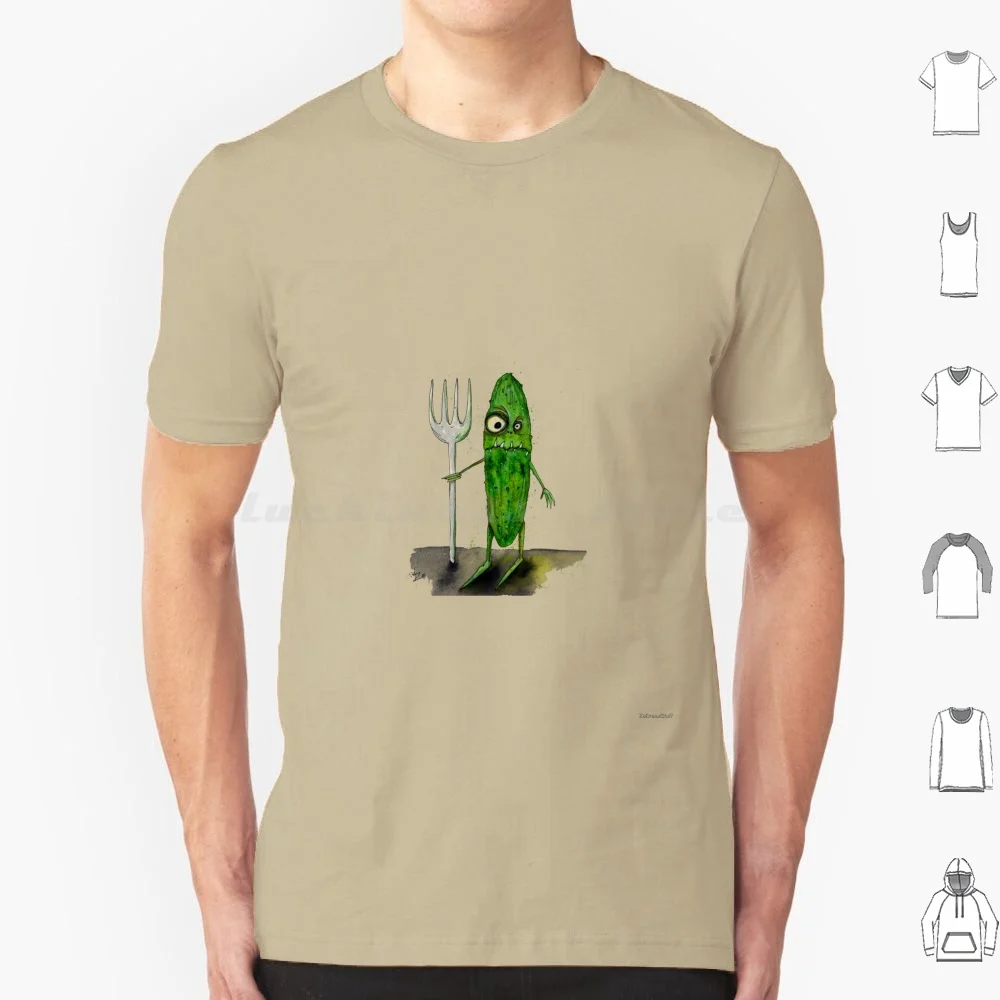 Angry Pickle T Shirt 6Xl Cotton Cool Tee Pickle Gherkin Fork Pickle Lover Cucumber Vinegar