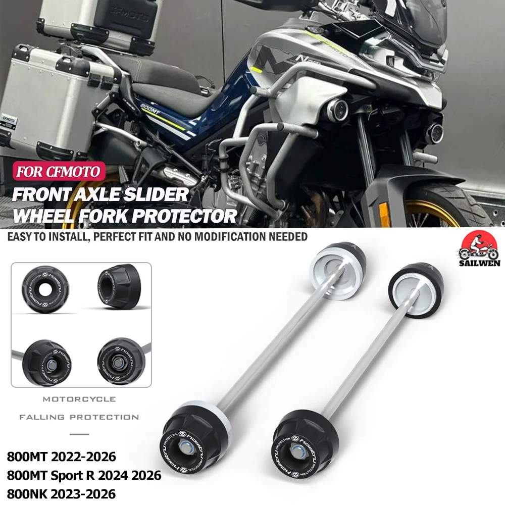 For CFMOTO 800MT 2022-2026 800NK 2023-2026 Motorcycle Front Rear Axle Wheel Fork Slider Crash Protector Pad