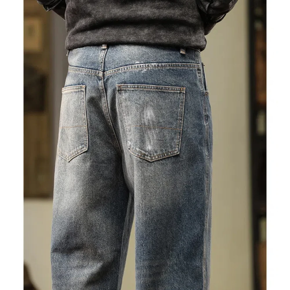 2024 Lente En Herfst Nieuwe Amerikaanse Retro Losse Rechte Broek Voor Heren Casual Denim Broek