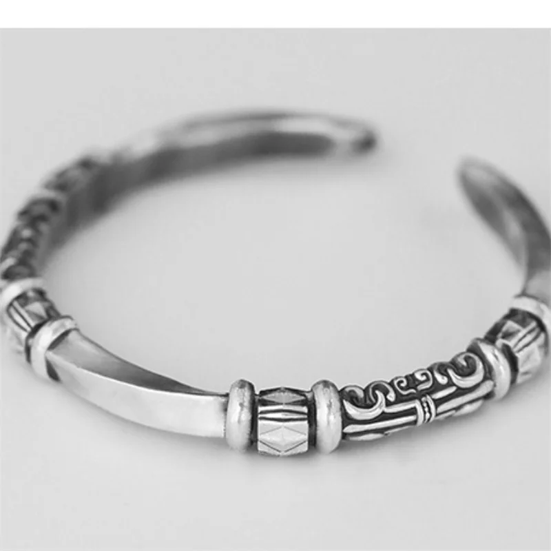Retro Lines Flower Rotating Bead Twisted Bracelet For Men Jewelry Lucky Hand Accessoried Bangle Male Gift For Birthday