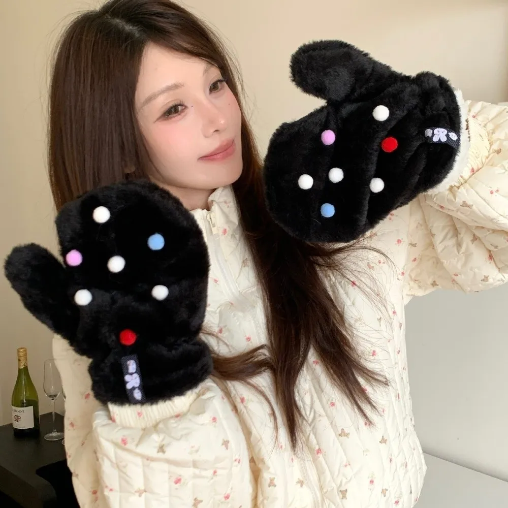 Durable Neck Lanyard Mitten Gloves Polyester Scarf Windproof Winter Gloves Fleece Lined Thick Warm Gloves Outdoor Activities