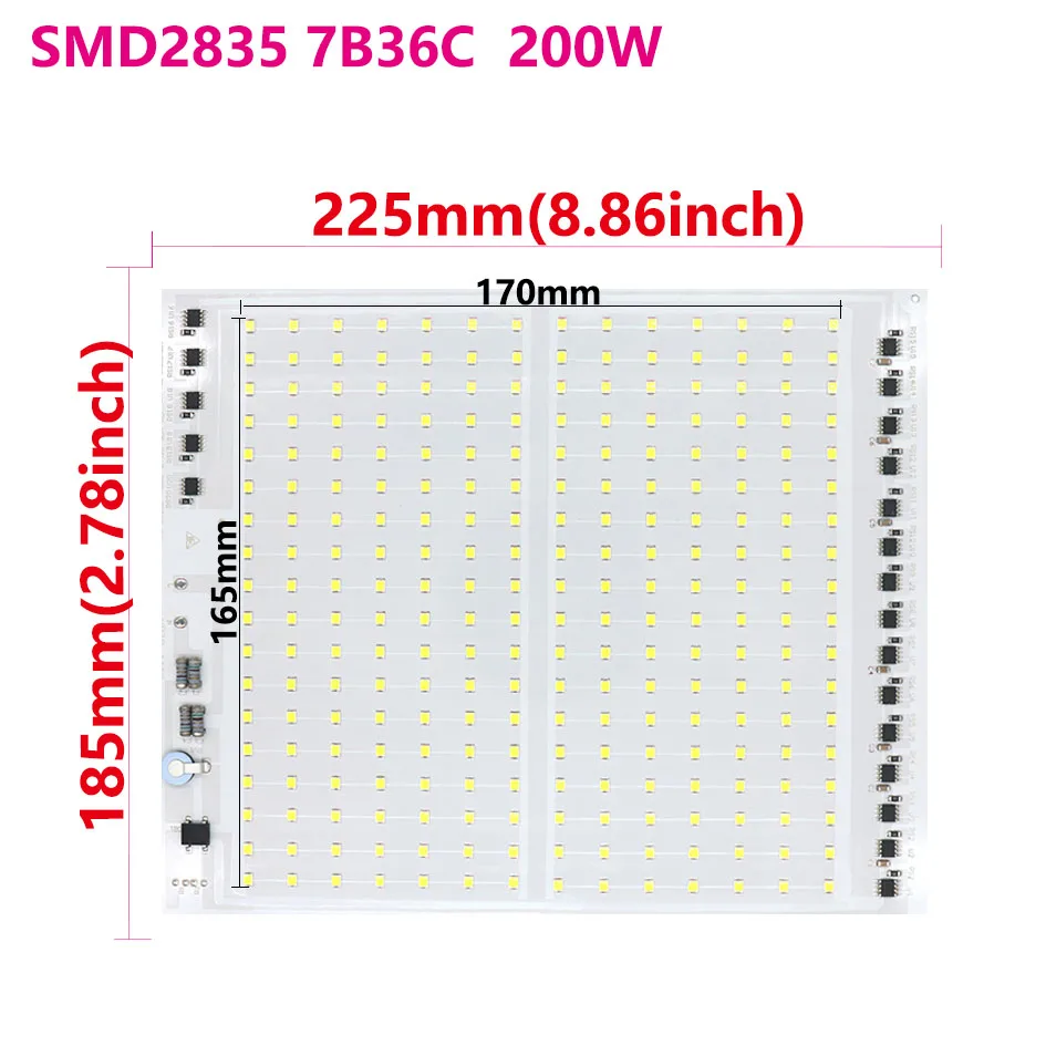 Żarówka LED 220V SMD 2835 Inteligentne światło LED IC 10W 20W 30W 50W 100W 150W 200W Do zewnętrznego reflektora Chłodna biel