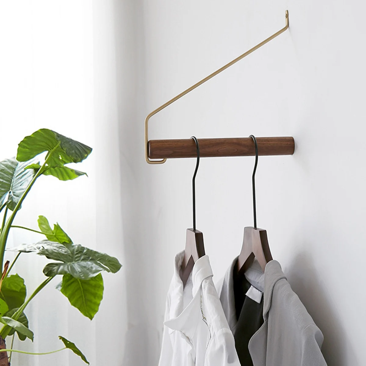 Wall Hanging Coat Rack Solid Wood Hayfork Hangers Bedroom Entrance Clothes Hooks Bamboo Home