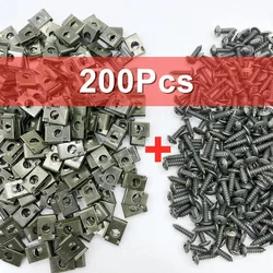 200Pc-10Pc Car Motorcycles Metal Screw Tapping Fastener Clip U-Type Clip with Screw Anti-rust Protection Clip Screw Buckle Sheet