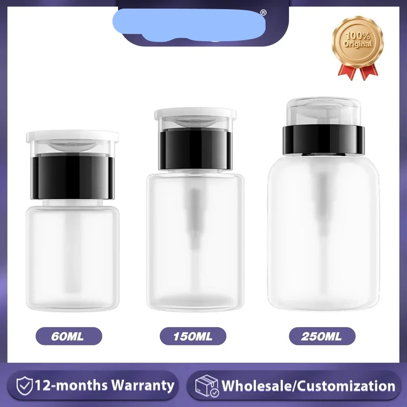60/150/250ml Empty alcohol bottles Refillable Press Pump Bottle Clear Dispenser Liquid Cleaner Tool(Non-alcoholic）