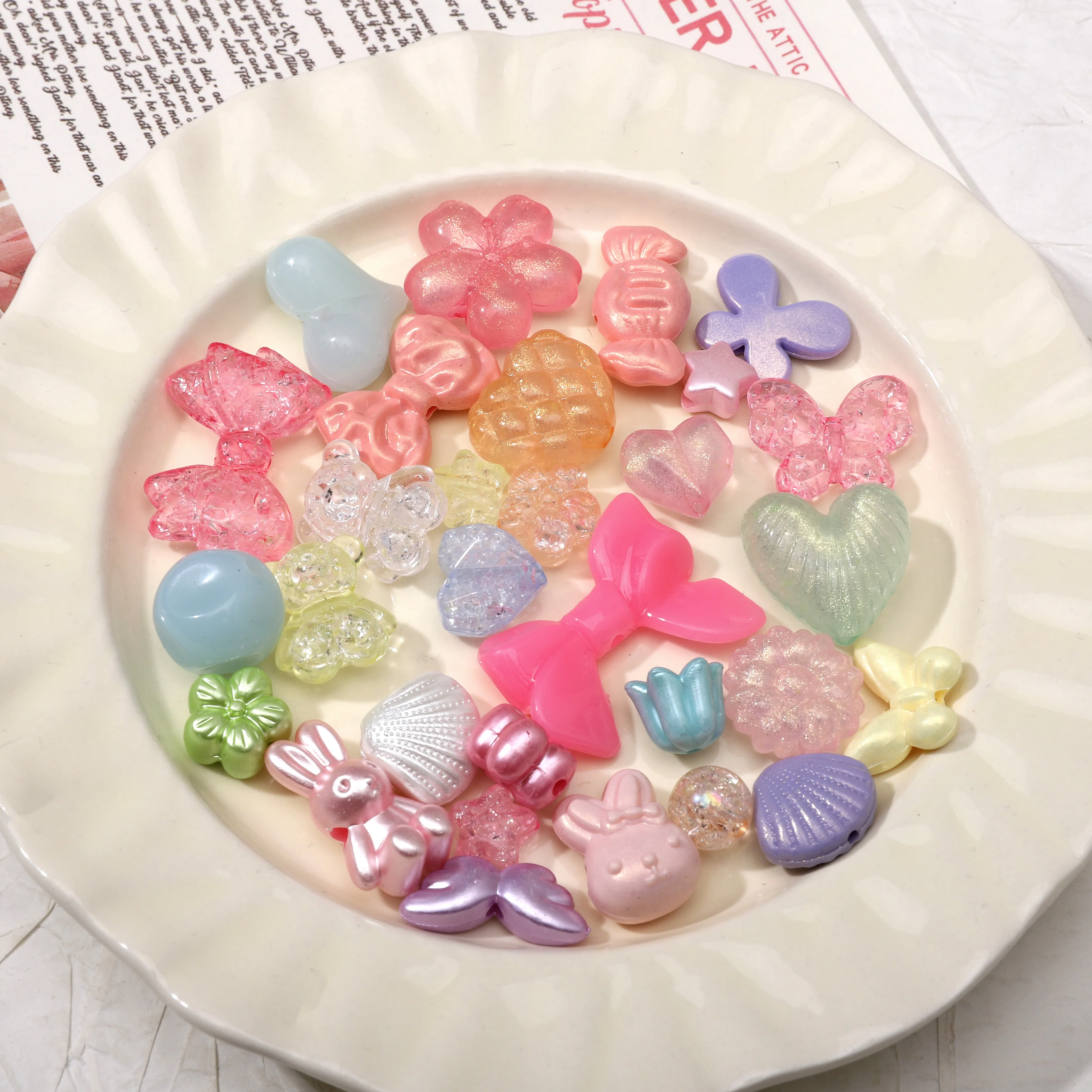 

40-200Pcs/Pack Mixed Color Acrylic Random Style Beads For Jewelry Making DIY Phone Chain Bracelet Spacer Loose Beads Accessories