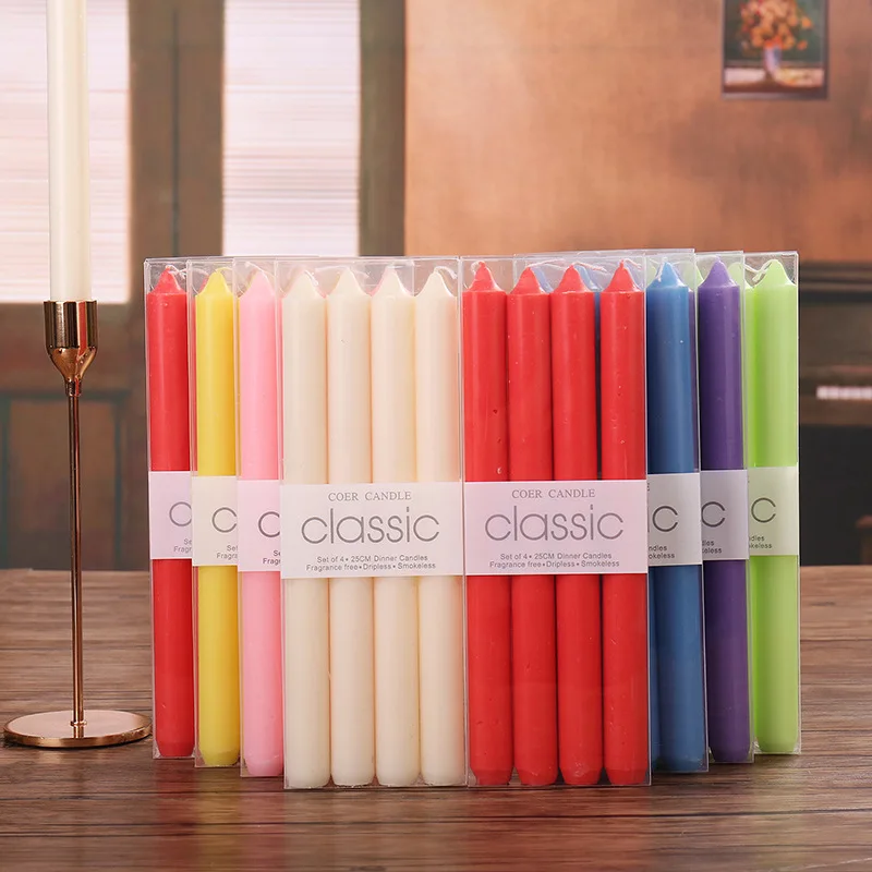 φ2.2*L25cm Household Emergency Candles Scentless Colorful Pillar Candles Party Home Decor Classic Stick Candles for Praying