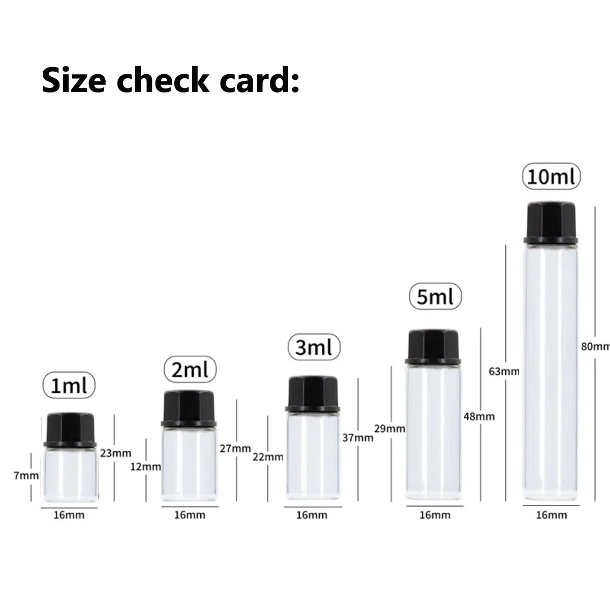 10X 50x Empty Orifice Reducer Glass Bottles Clear Dram Small Hole Bottles Mini Vials Perfume essential oils Sample 1ml ~ 10ml