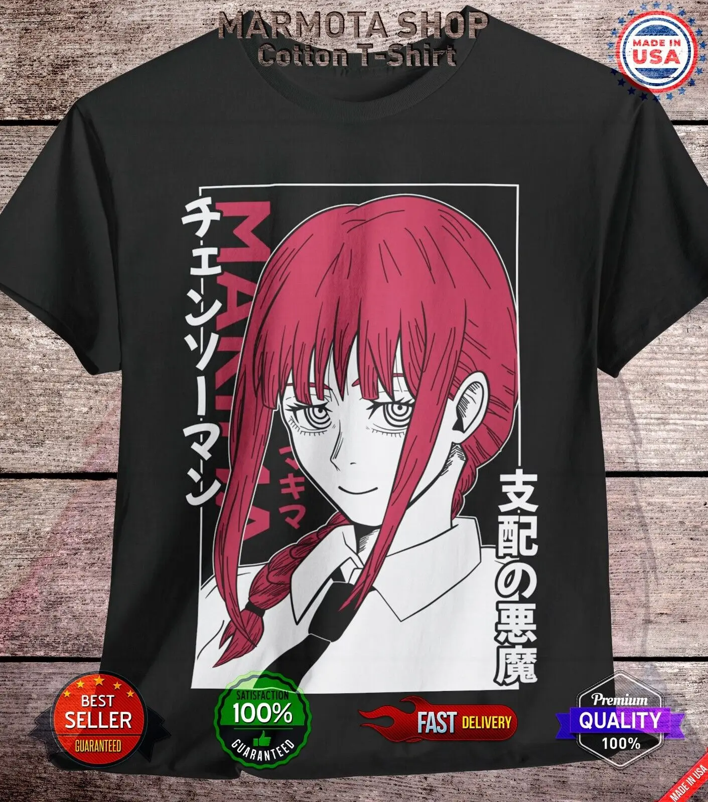 

Makima Chainsaw Man Shirt Anime Tee T-Shirt Pochita Horror Manga Otaku Denji