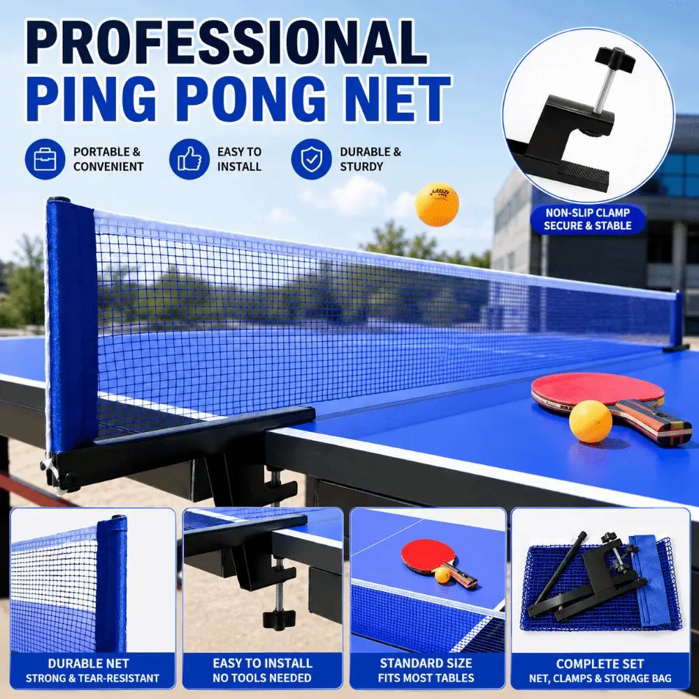 

Standard Table Tennis Net Adjustable Clamp Thicked Ping Pong Net Easy Install Foldable Post Table Tennis Net Post