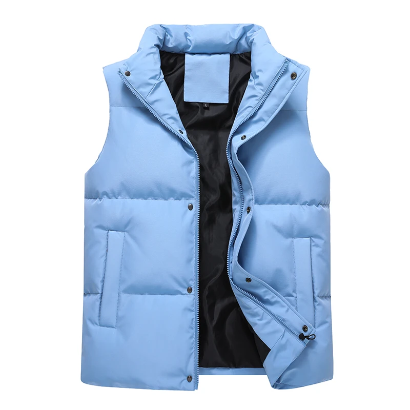 

Plus Size S-8XL Solid Color Waistcoat for Men Fashion Thicken Warm Sleeveless Stand Collar Windproof Vests Jacket Quality Casual