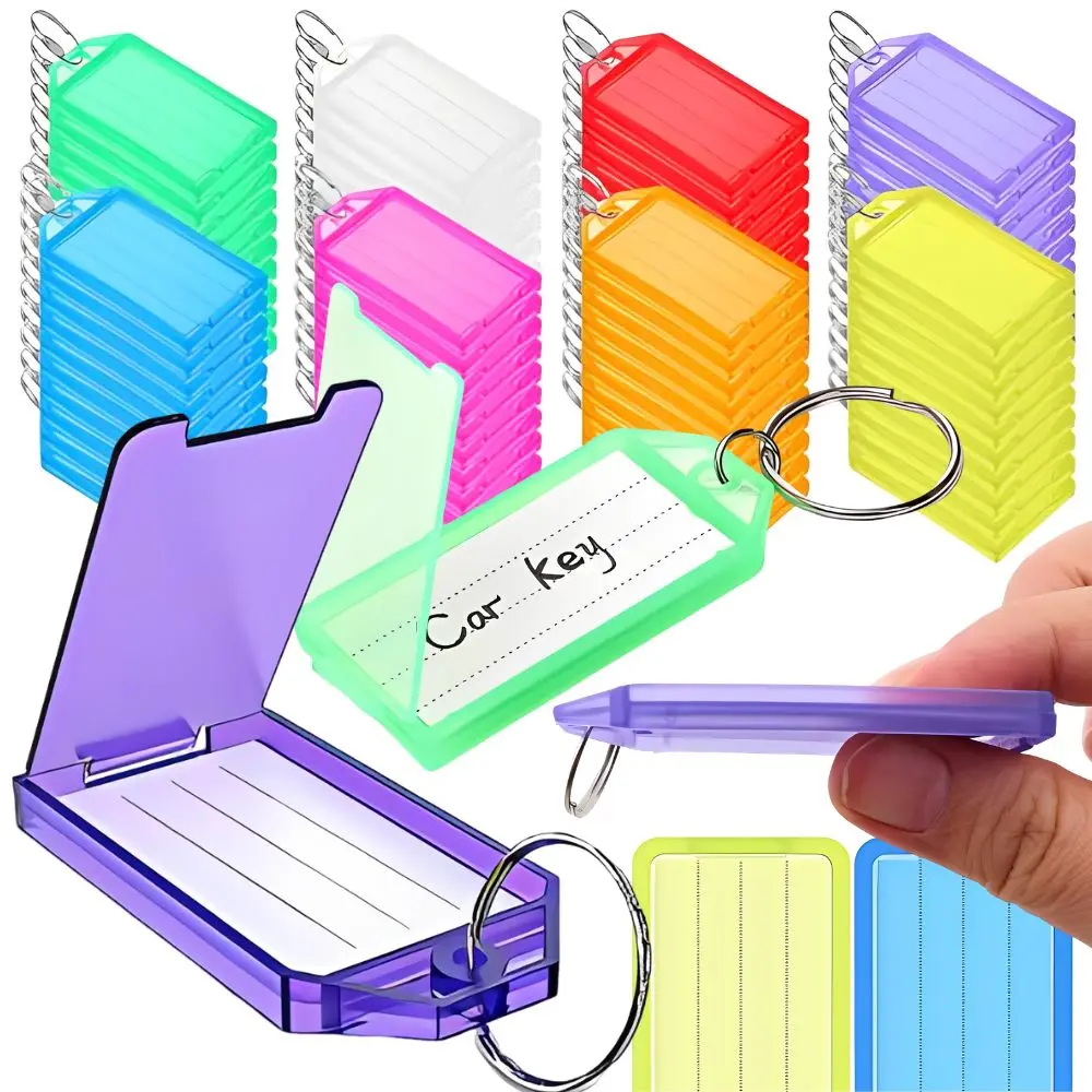 

50pcs Random Color Plastic Key Tags, Clear Flip Top Key Labels for Luggage, Keys, Baggage, Office, Hotel & Home Organization YMY