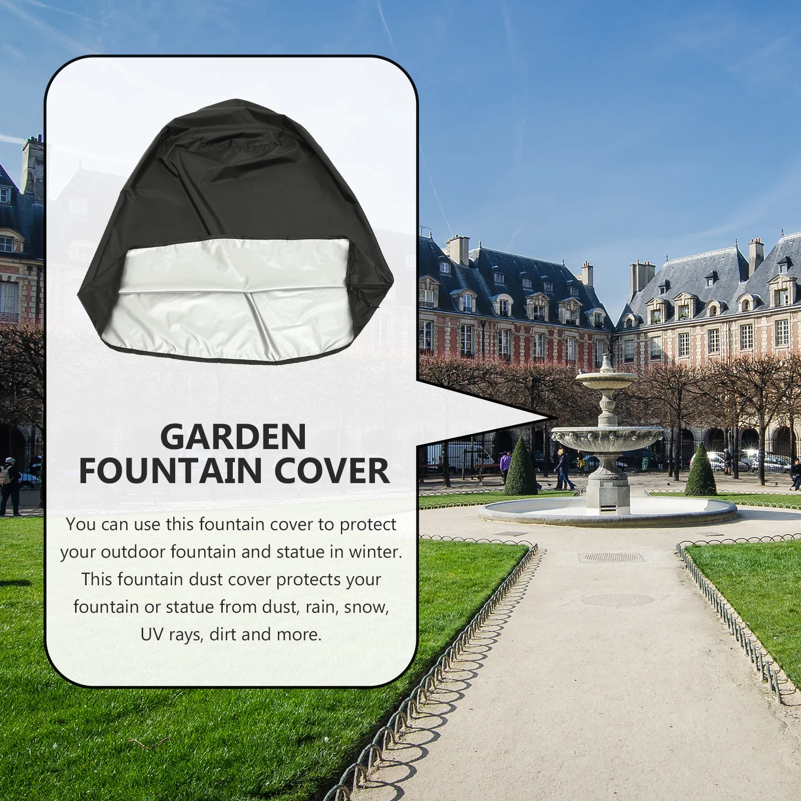 

Waterproof Fountain Cover 420D Oxford Cloth for Garden Outdoor Fountains Statue Dust Snow UV Protection Weather Resistant Covers