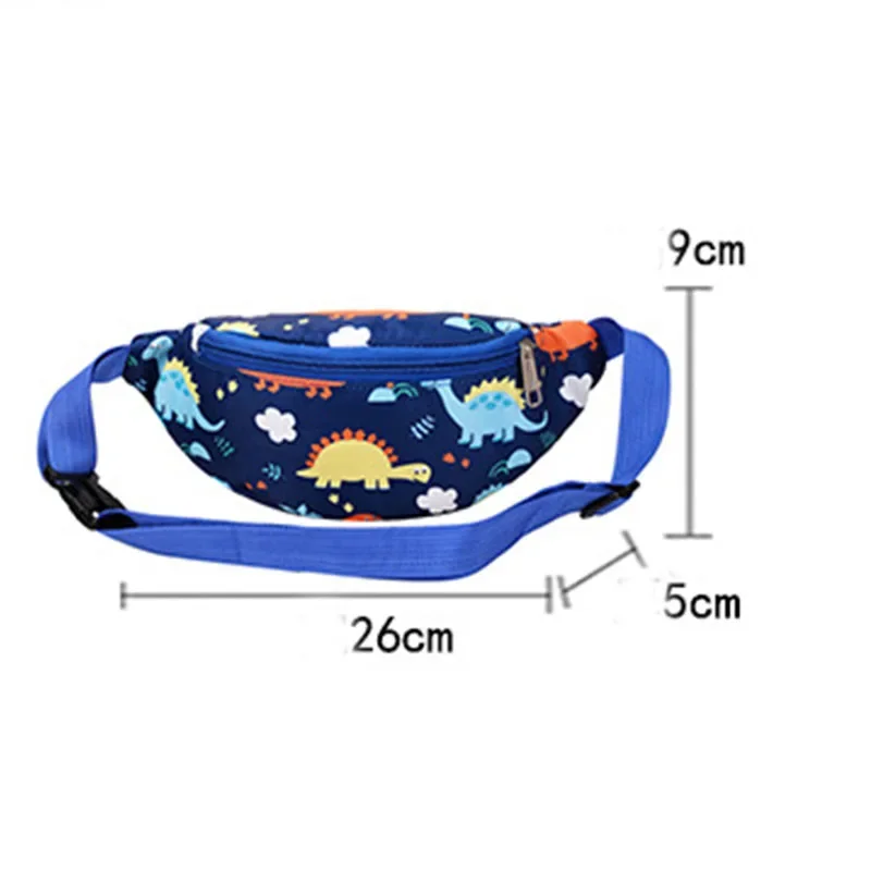 New Cartoon Children Fanny Bag Cute Dinosaur Print Baby Breast Bag Foreign Style Boys and Girls Oxford Cloth Light Fanny Bag