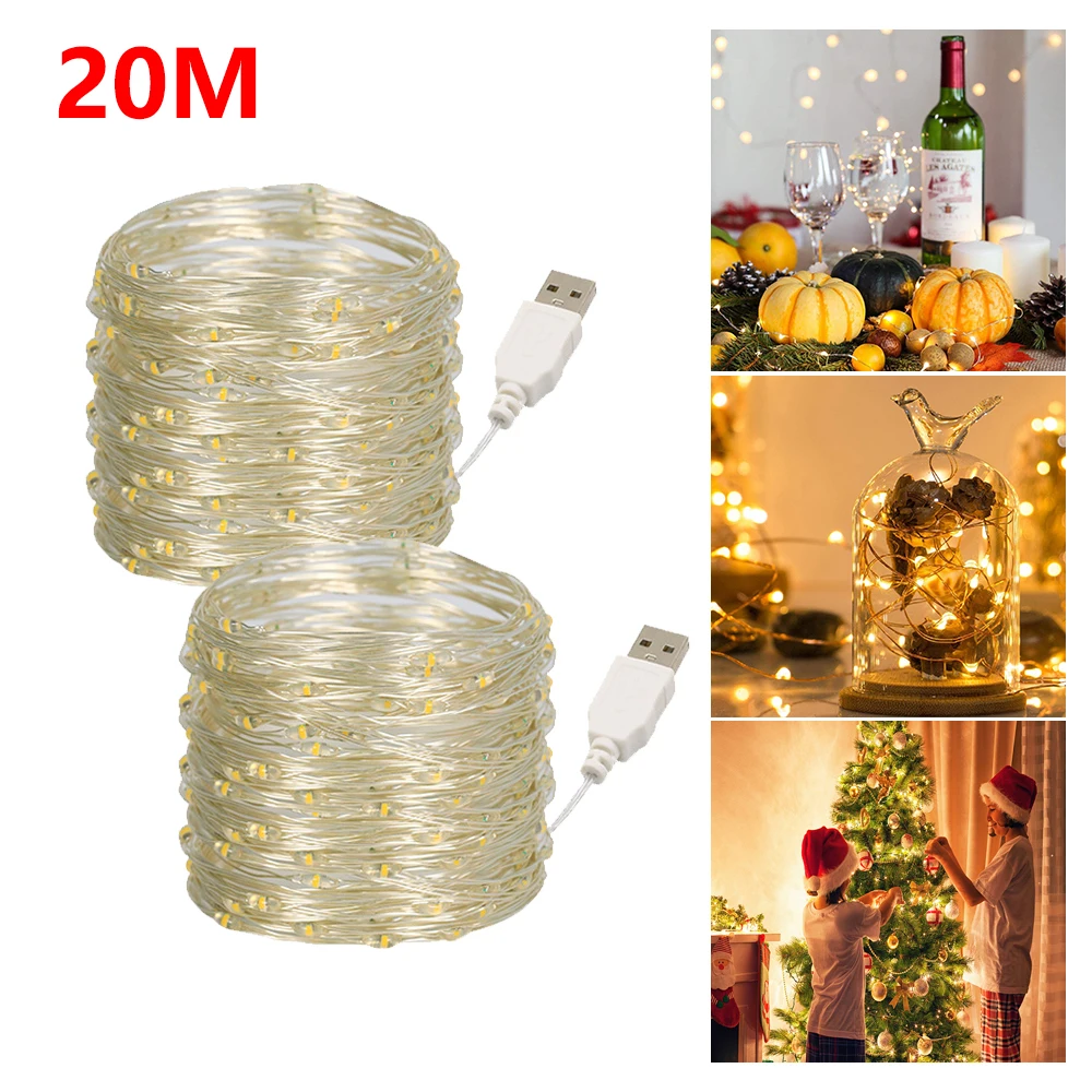 Guirxiété lumineuse LED dégradée à piles, décoration de fête de mariage, clip photo, guirxiété, Noël, vacances, maison, 2m, 5m, 10m