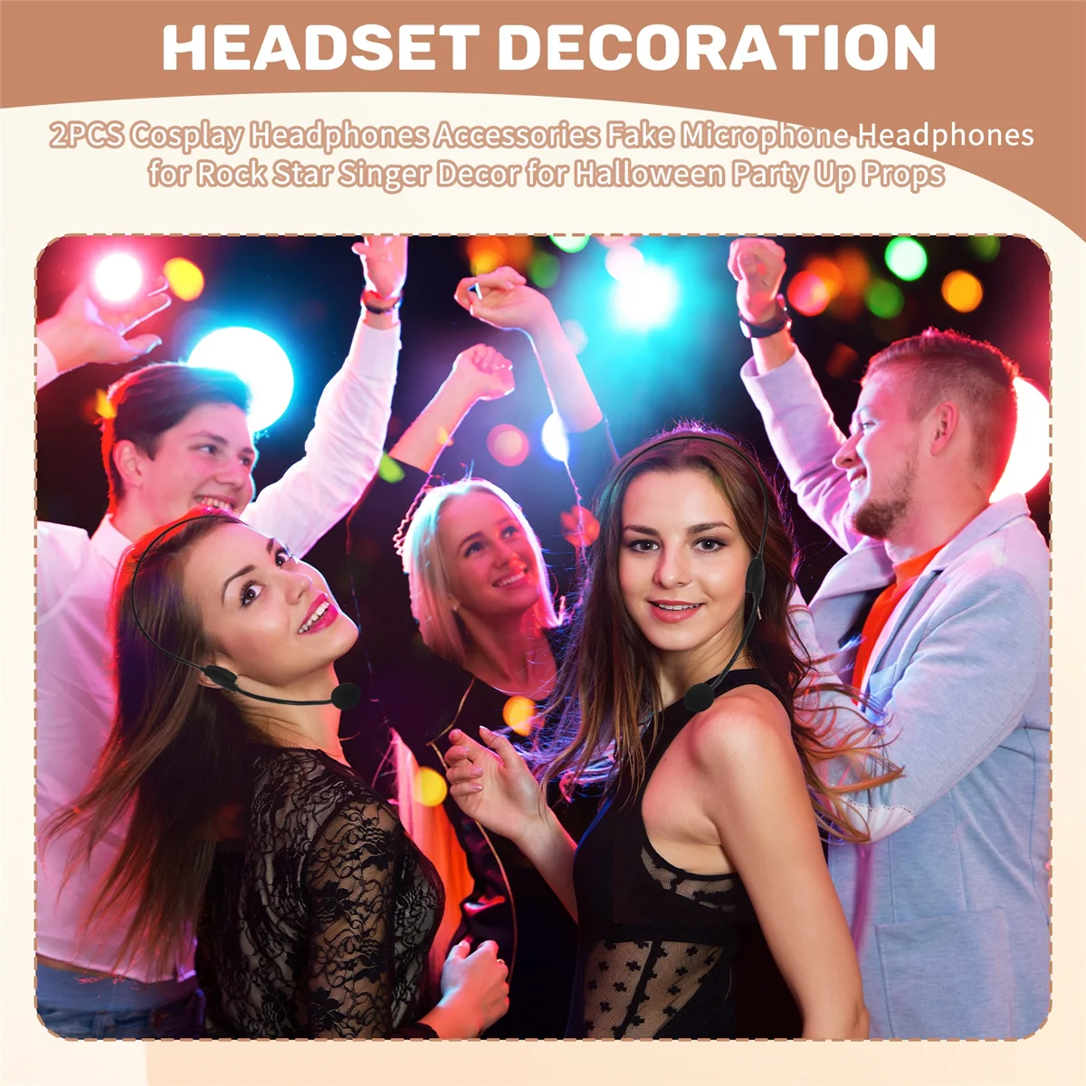 SMIEA 2 pezzi accessori per cuffie cosplay cuffie con microfono finto per decorazioni per cantante rock star per oggetti di scena per feste di Halloween