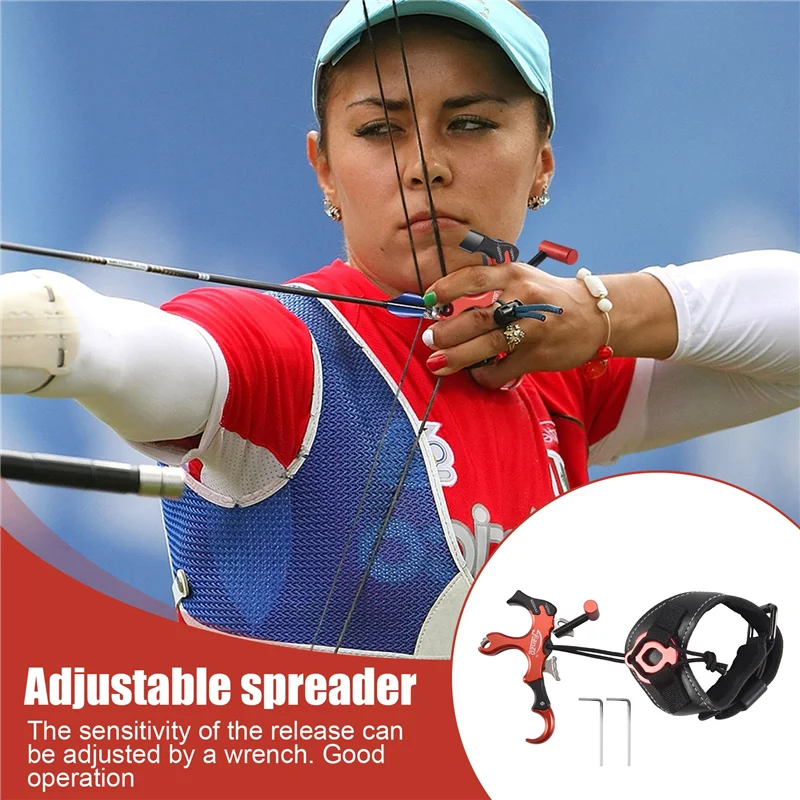 AC52-JIANZD Compound Bow Aid Releaser Thumb Release Aids Compound Bow Release Aid For Archery 3 Or 4 Finger Hand Held Grip