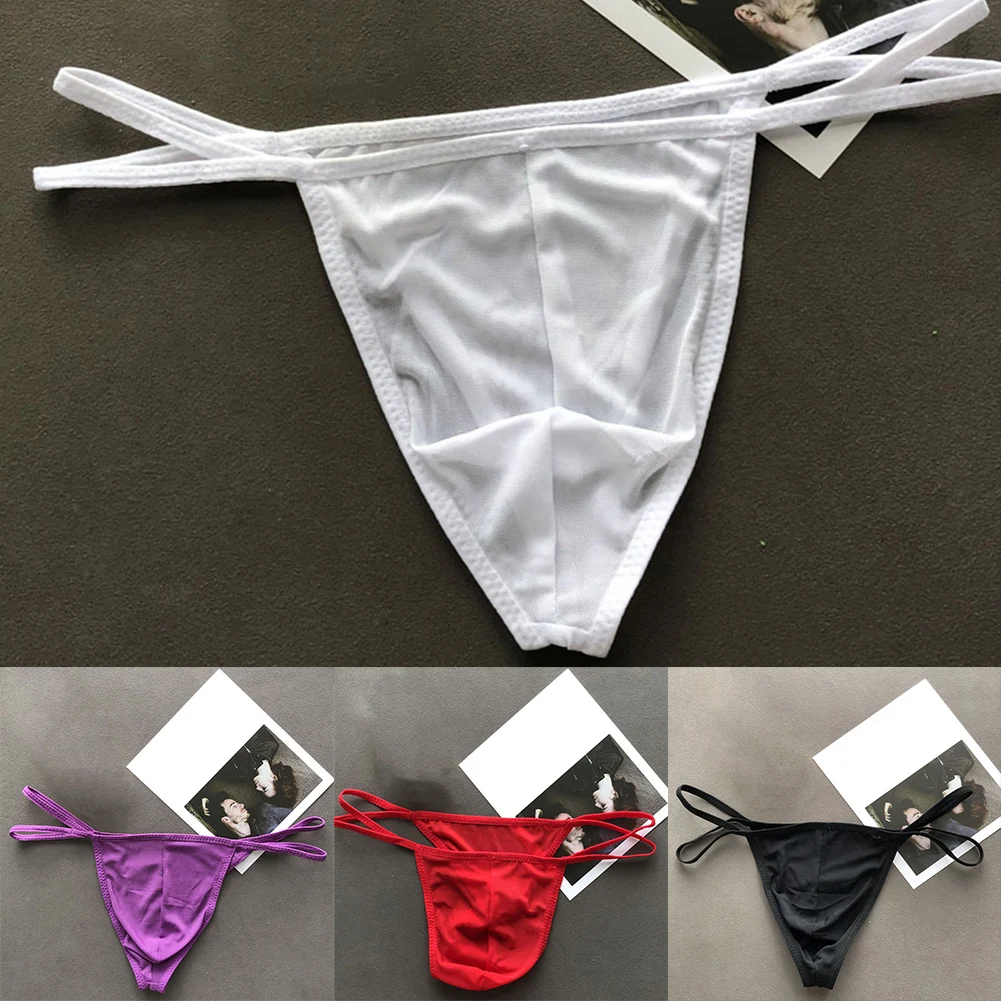 ملابس داخلية رفيعة للرجال باللون الأحمر مثيرة شفافة من خلال سلسلة G متوسط الحجم تناسب تصميم الحقيبة الانتفاخية نمط غير رسمي للاستخدام اليومي #6