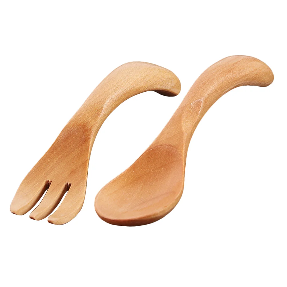 

1 комплект, деревянная детская вилка, ложка, очаровательная детская посуда, портативный домашний ресторан, прочный материал, простой дизайн, легкая счастливая еда