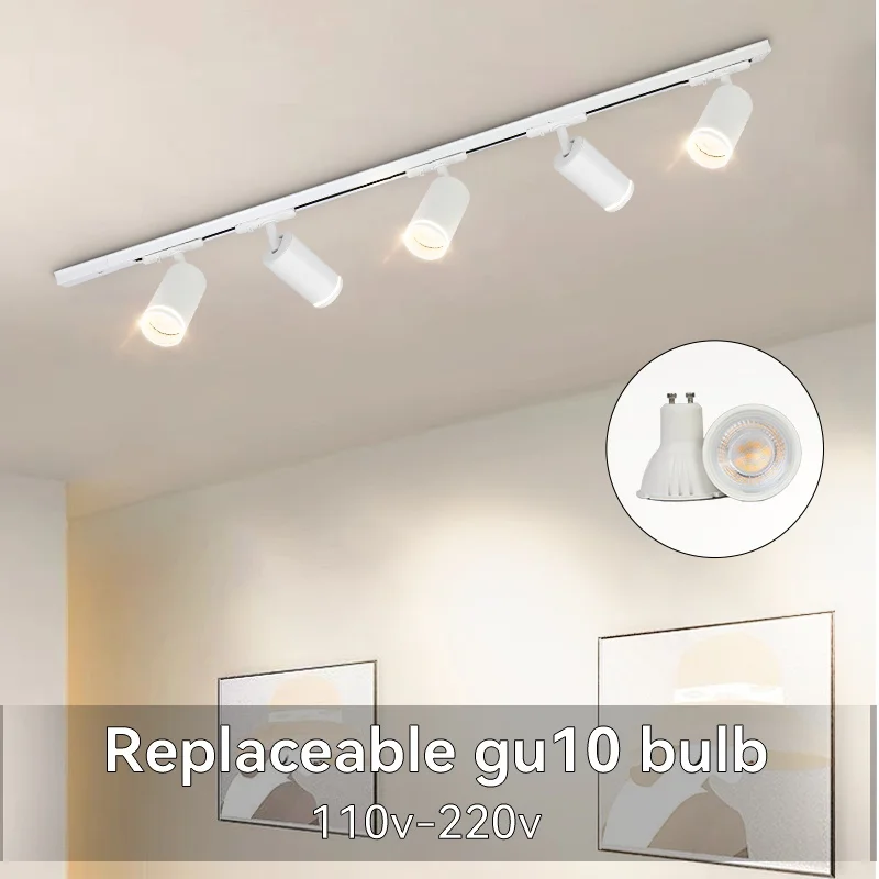 LED Track Light GU10 Rail Lighting Store Ceiling Track Lamp Set DIY gu10 Bulbs Kitchen Living Room Home Spot LED Rail Line Light