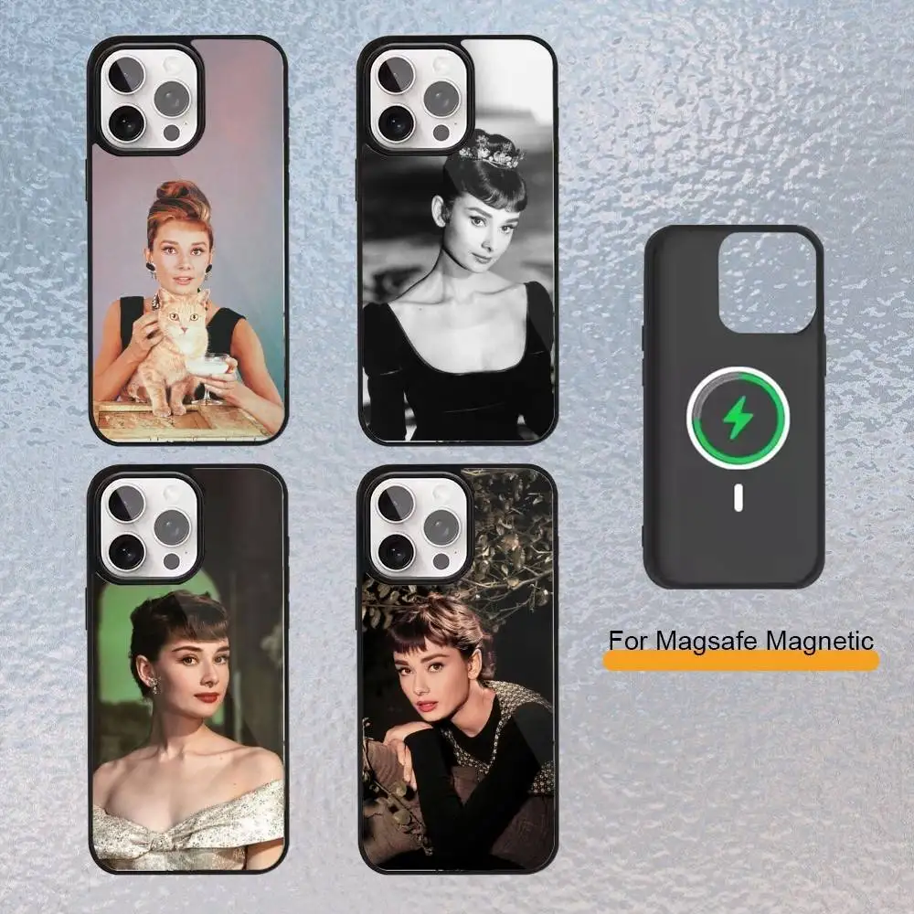 

Audrey H-Hepburn Super Actor Phone Case For iPhone Magsafe Magnetic 17,16,15,14,13,12,11 Wireless Charging cover