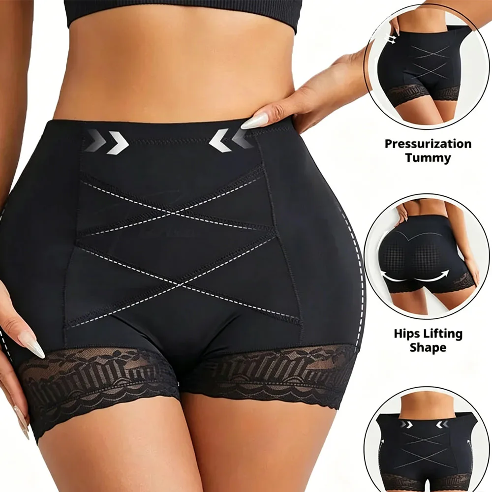 High-waisted Tummy Tucking Body Panty for Postpartum Tummy Tuck, Exercise, Yoga and Travel. Fine Lace Details, Hand Washable