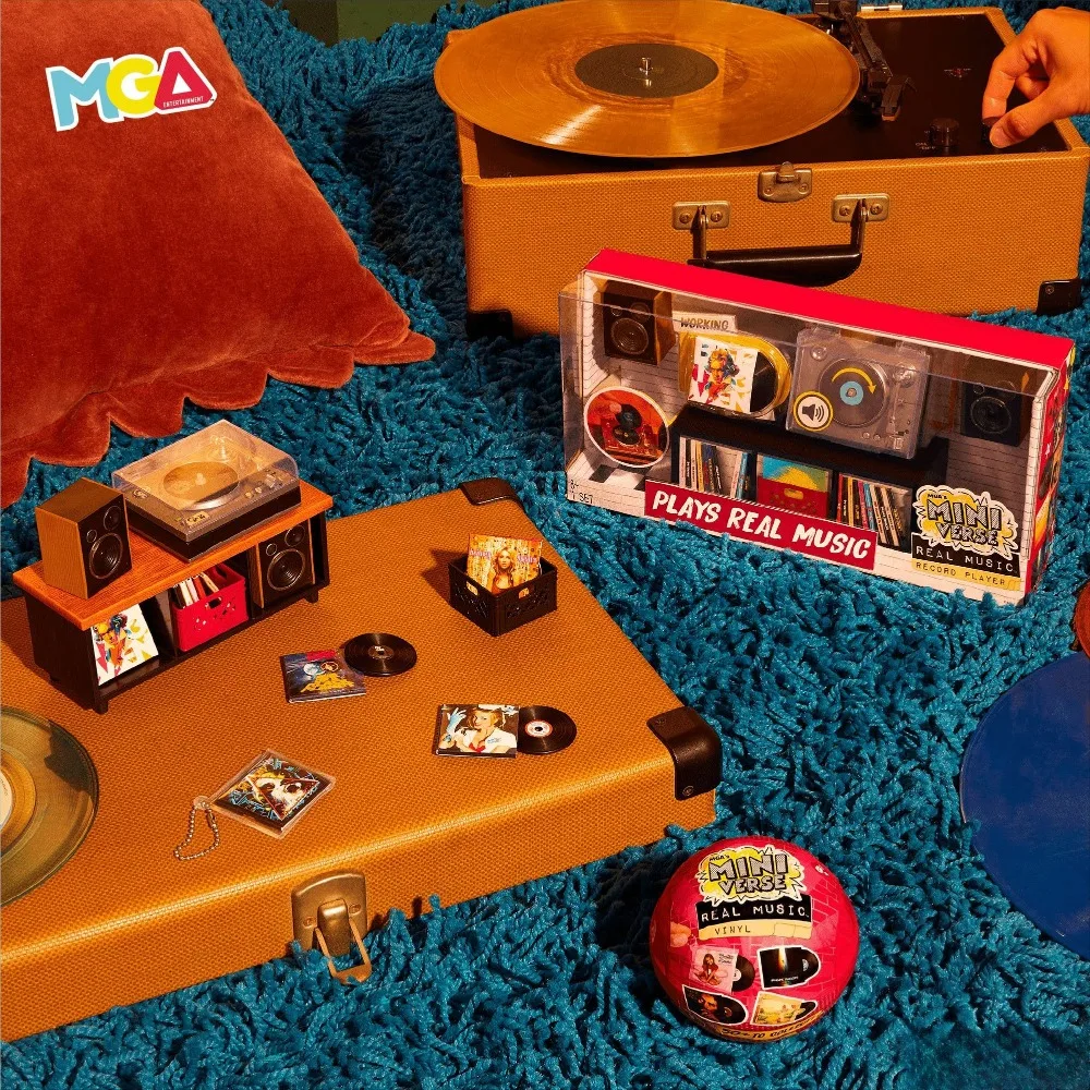 MGAMV Mini tourne-disque, mini disque vinyle, boîte mystère de musique réelle, tourne-disque miniature, jouet cadeau, boîte surprise, sac mystère