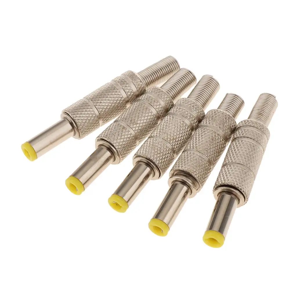 5 Pieces DC 5.5x2.5mm Power Plug Welding Adapter Connector Metal
