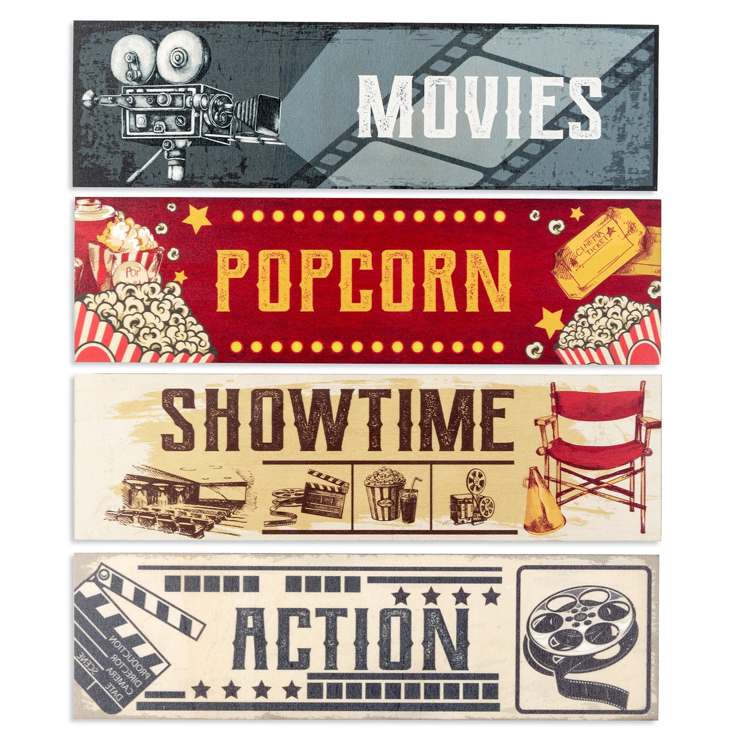 Vintage Movie Wooden Signs For Teens Club Cave Garage Home Theater Wall Decoration Retro Plaque Art Crafts Board Hanging Pendent