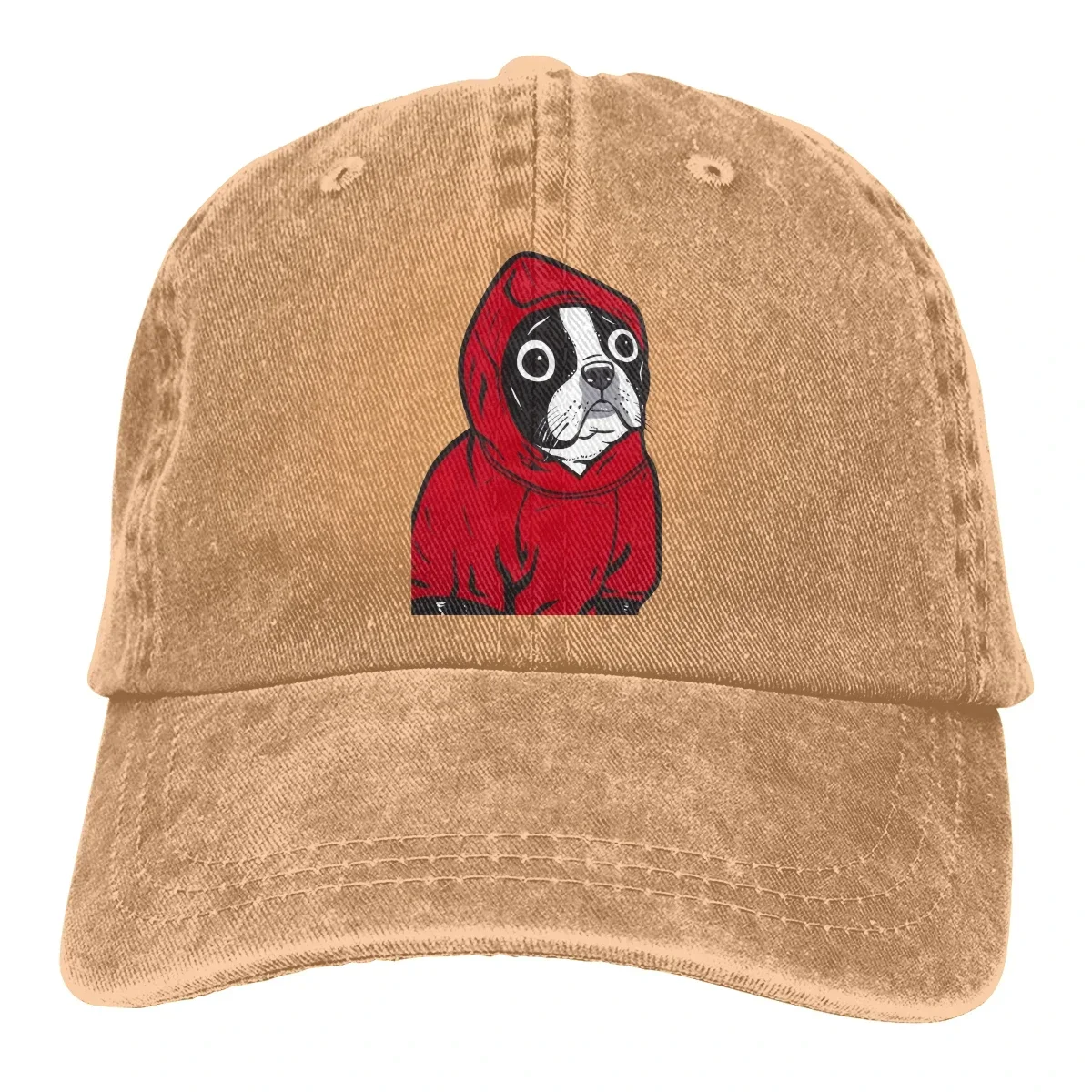 New Boston Terrier In A Red Hoodie Baseball Caps Peaked Cap French Bulldog Pet Dog Lover Sun Shade Hats for Men