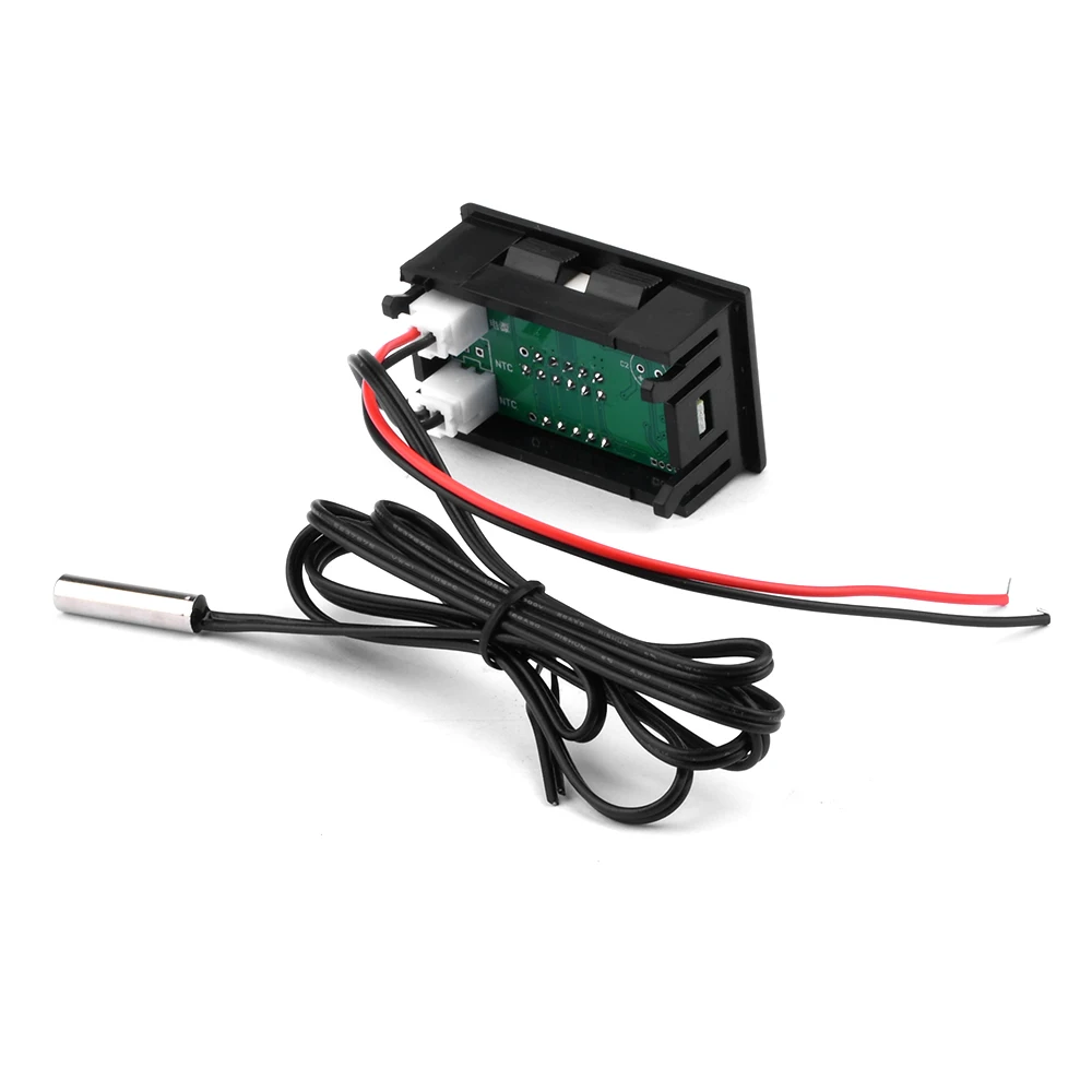 DC4-28V 5V 12V 0.56 Inch LED Display Dual Voltmeter Digital Temperature Sensor -50℃~125℃ Thermometer With NTC Probe Cable