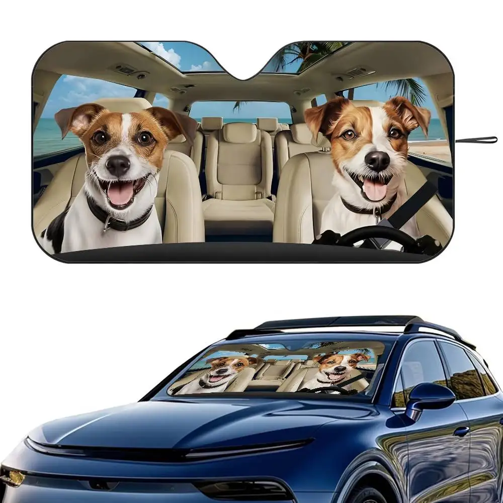 

Jack Russell Terrier Dog Car SunShade Windshield Foldable Three-layer Insulation Sunshade By Suction Cup Blocks UV Rays Sun