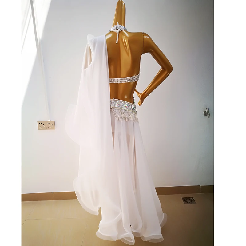 Costume de spectacle de danse du ventre Sexy pour femmes, Costume de danse du ventre en cristal avec strass, vêtements de compétition de carnaval