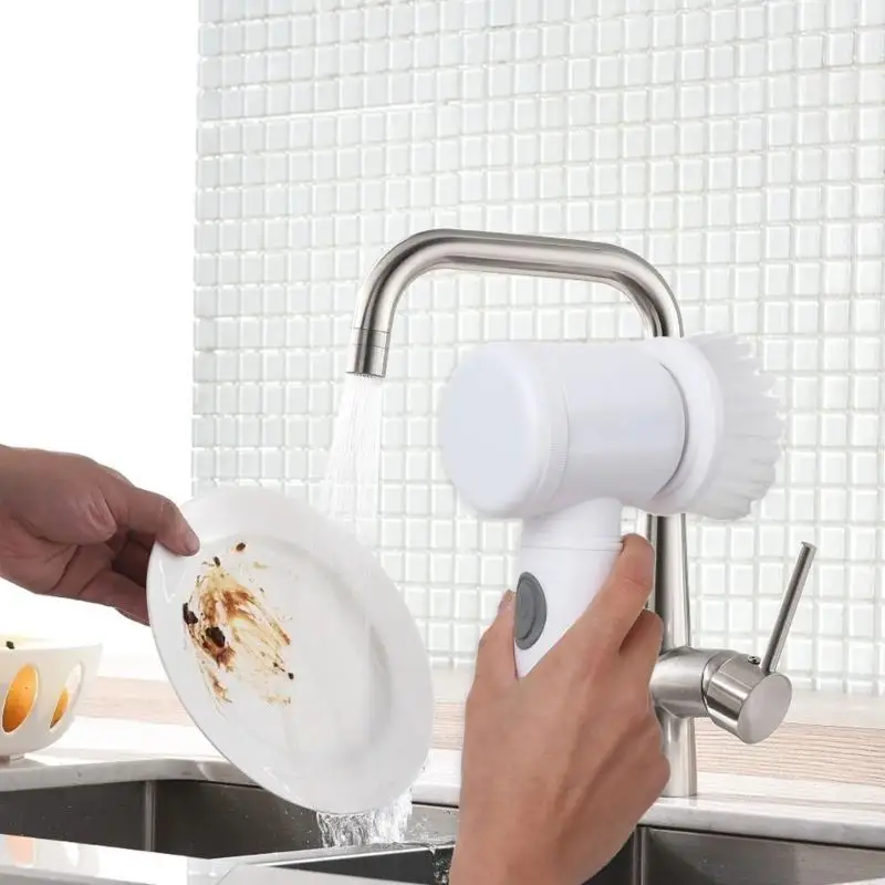 High Efficiency Spin Scrubbers Electric Handheld with 6 Brush Head for Cleaning