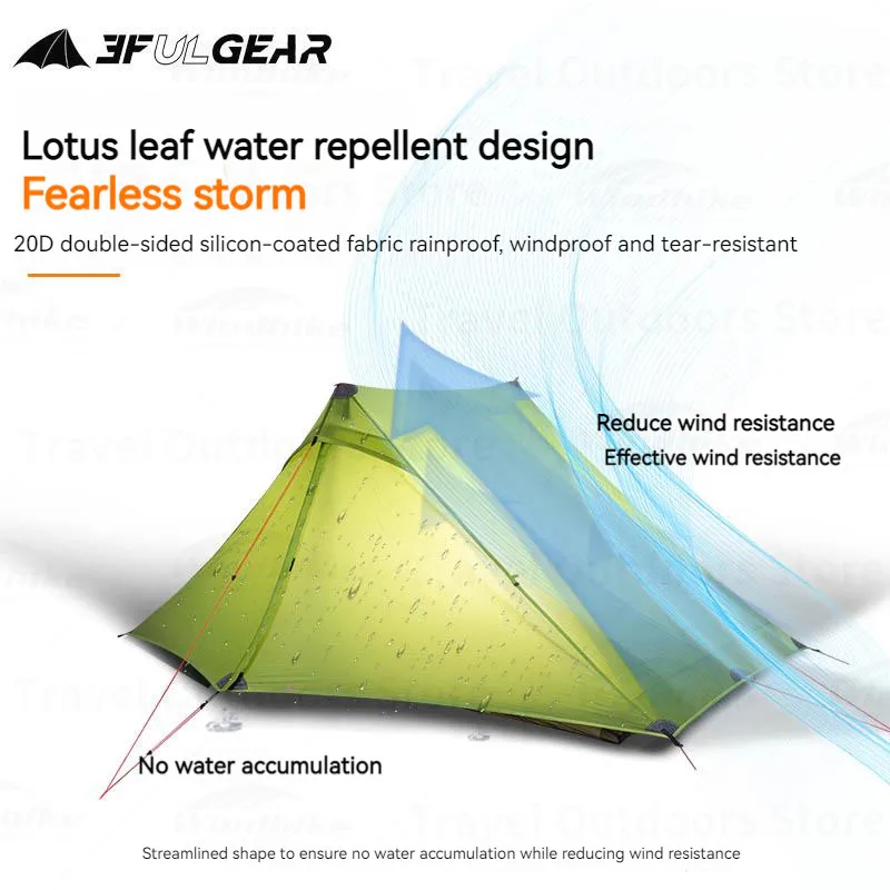 Imagem -06 - Gear-double-sided Silicone Revestido Camping Tenda Tenda Ultraleve para Pessoas Caminhadas Poleless 20d Pu3000 mm 3f ul