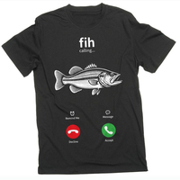 Men's T-Shirts Fih Calling Remind Me Message Decline Accept Phone Call Fish Awesome Tees Short Sleeve T Shirts Clothing