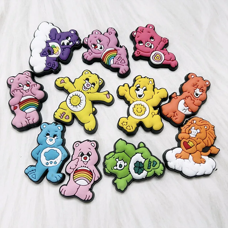 5-100PCS Rainbow Bear Shoes Charms DIY PVC Shoe Bag Wrist Strap Accessories For Wristband Pendant Decoration Kids Party Gifts