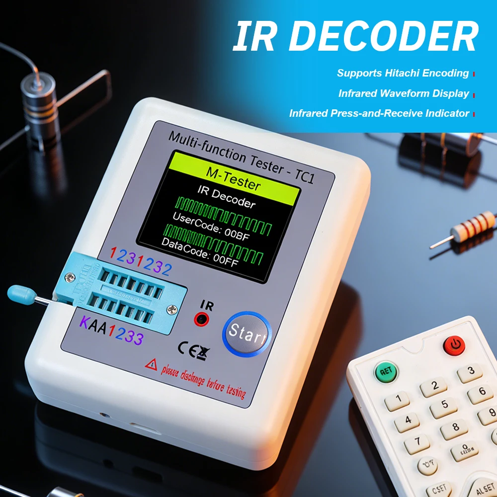 Handheld Electronic Component Tester Full Color Graphic Display Analyzer for Diodes, Triodes, Capacitors, DIY Electronics Repair