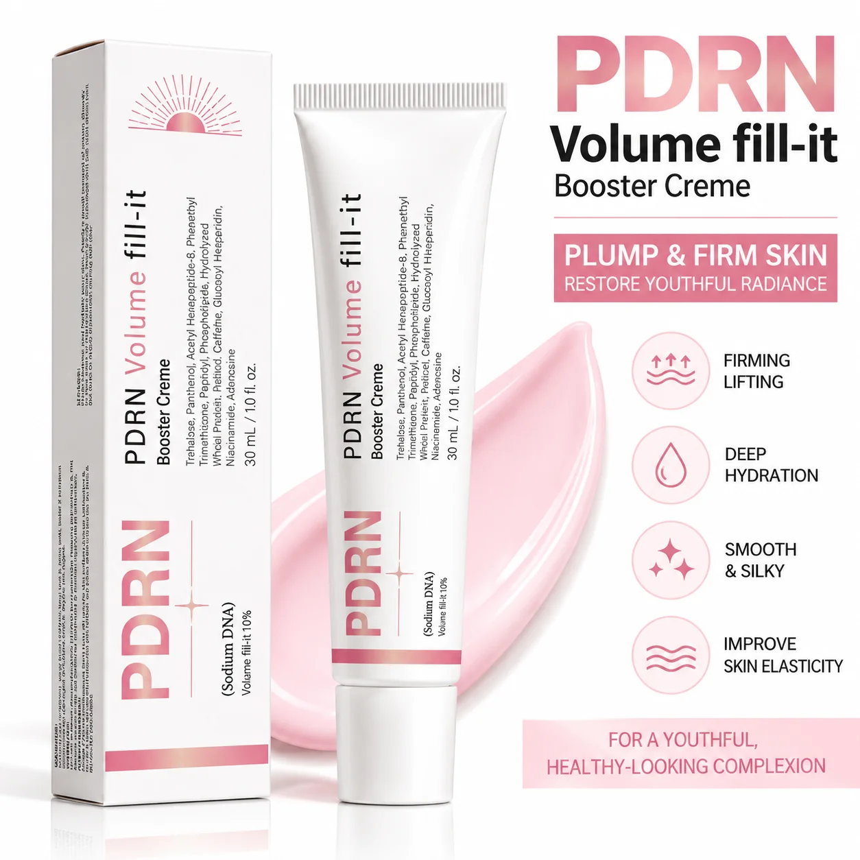 PDRN Revitalizing Formula: PDRN + Moisturizing Ingredients, Silky Cream Texture: Smooth and Easy to Apply • Lightweight and Comf