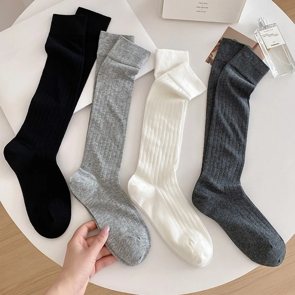 

Casual Solid Color Lolita Socks Thicken Breathable Long Tube Sox Winter Warm Knitted Leg Warmers