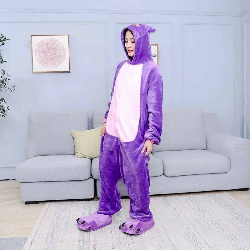 Kigurumi Adult Cat Onesie Women Men Couple Winter Onepiece Animal Pajama Nightie Sleepwear Flannel Anime Cartoon Cosplay Costume