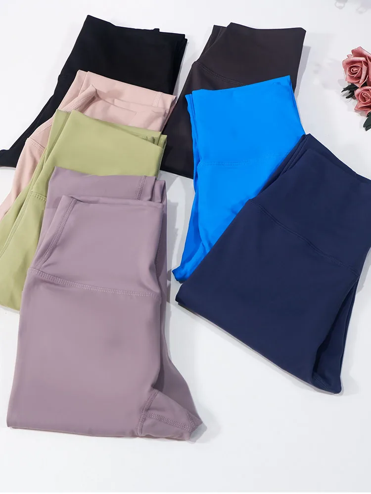 New Nylon High Waist Yoga Pants for Women Nude Feel, No Embarrassing Lines, Cropped Length, Slim Fit