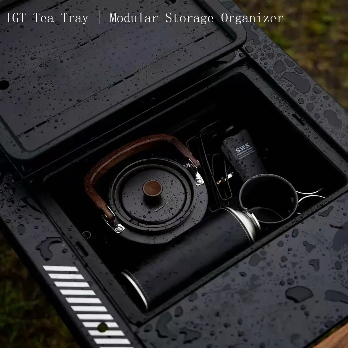 Outdoor Camping IGT 1 Unit Tea Tray Sink-Type Water Storage Box Stackable PP Drainage Tray with Curved Drain for Camping Table