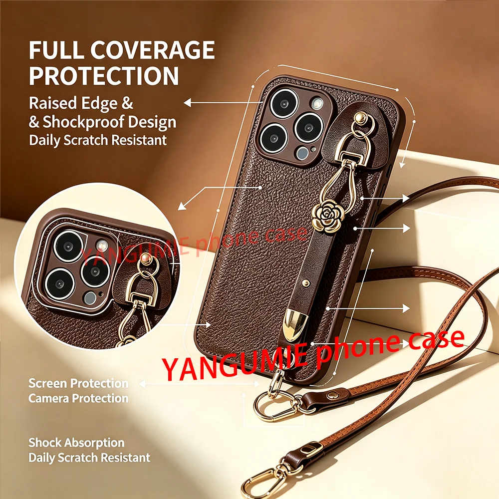 Mallard Camellia bracelet and crossbody strap compatible with Apple iPhone 16 case for women 15 Pro Max/14 Pro soft 13 iPhone 12