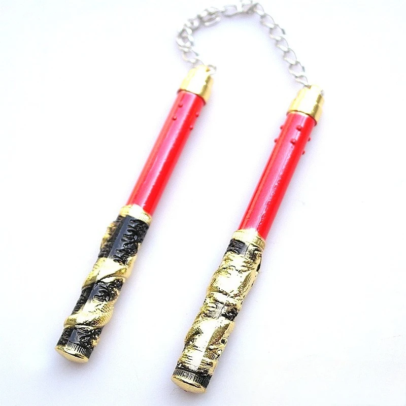 12cm/4.72in gra dla pokoju boski smok Nunchucks metalowa broń Model Prop ozdoba kolekcja wyświetlacz na biurko prezent zabawka dla chłopca