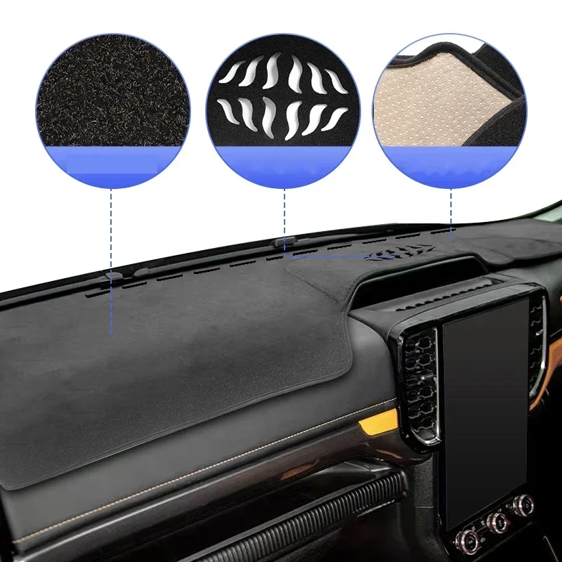 Car Dashboard Instrument Cover Panel Sunshade Protector Avoid Light Mat for Ford Ranger T9 Raptor 2023 2024 Interior Accessories
